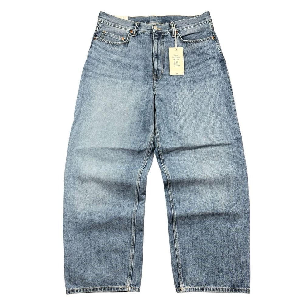 H&M Jeans Men 34x32 (34x30) Blue Baggy Loose Wide Leg‎ Relaxed Skater Denim NWT